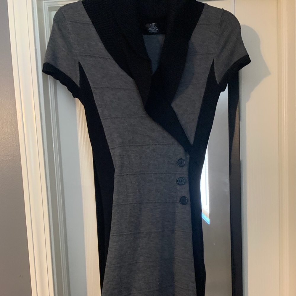 Tight Black and Grey Button Dress